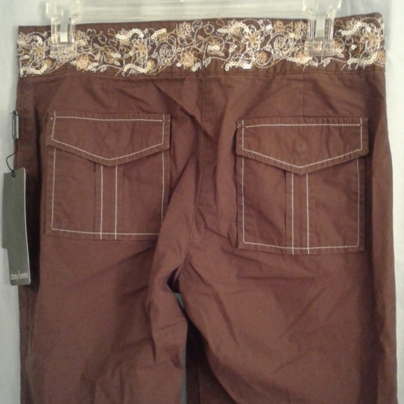 Daisy Fuentes 2 Cargo Pants embellished Brown - Picture 6 of 8